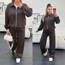 Фотография Костюм спортивный женский тёплый 9073 brown р.42-48 "LINDA" недорого оптом от прямого поставщика