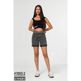Фотография Шорты джинсовые с жемчугом и ремнем размерный ряд 26,27,28,29,30,31 "PARTNERS" недорого от прямого поставщика