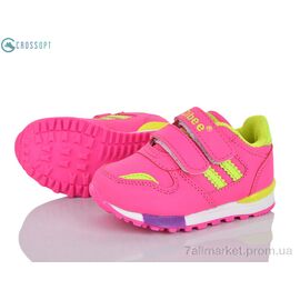 Фотография Кроссовки детские модные Весна/осень F627 peach-l.yellow (6 пар р.21-26) "CROSSOPT" недорого оптом от прямого поставщика