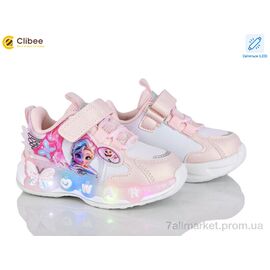 Фотография Кроссовки детские модные Весна/осень EA653 pink LED (6 пар р.22-27) "Clibee" недорого оптом от прямого поставщика