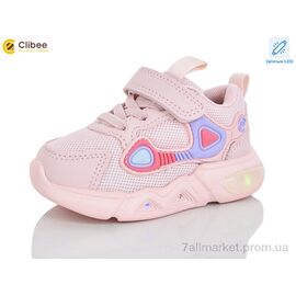 Фотография Кроссовки детские модные Весна/осень LA1164-2 pink LED (6 пар р.21-25) "Clibee" недорого оптом от прямого поставщика