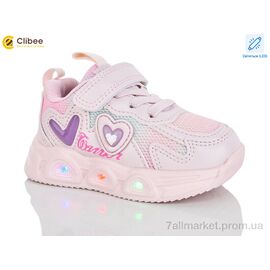 Фотография Кроссовки детские модные Весна/осень LA1163-2 pink LED (6 пар р.22-27) "Clibee" недорого оптом от прямого поставщика