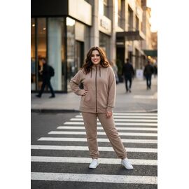 Фотография Костюм спортивный женский тёплый 12-1 beige р.3XL-5XL "VICTORY" недорого оптом от прямого поставщика