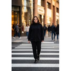 Фотография Костюм спортивный женский тёплый 12-1 black р.3XL-5XL "VICTORY" недорого оптом от прямого поставщика