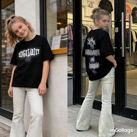 футболка дитяча на дівчинку 26206 black р.150-180 "Fili kids" недорого оптом від прямого постачальника