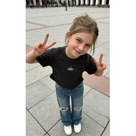 футболка дитяча на дівчинку 5851 black р.120-160 "Fili kids" недорого оптом від прямого постачальника