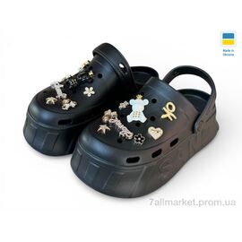 Фотография Кроксы женские летние Лето 156-1 чорний (6 пар р.36-40) "Rai shoes" недорого оптом от прямого поставщика