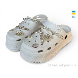 Фотография Кроксы женские летние Лето 156-2 білий (6 пар р.36-40) "Rai shoes" недорого оптом от прямого поставщика