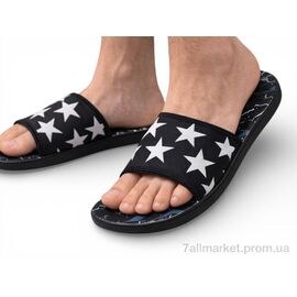 Шльопанці чоловічі пляжні Літо S45 black (98741) (6 пар р.40-45) "Obuvok" недорого оптом від прямого постачальника