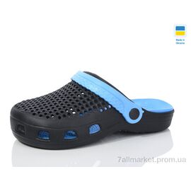 Фотография Кроксы унисекс Лето N302 чорний-бірюза (6 пар р.36-41) "Lot Shoes" недорого оптом от прямого поставщика