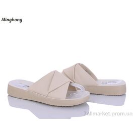 Фотография Шлепки женские облегченные Лето 7719 beige (8 пар р.37-42) "Minghong" недорого оптом от прямого поставщика