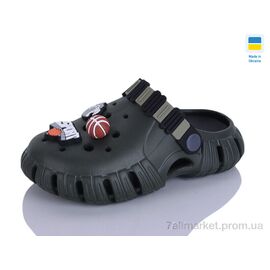 Фотография Кроксы детские летние Лето 012 хакі-чорний (6 пар р.30-35) "Lot Shoes" недорого оптом от прямого поставщика