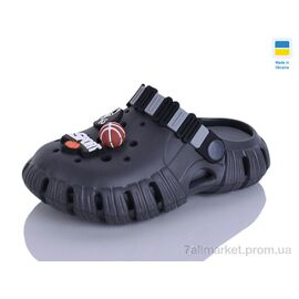 Фотография Кроксы детские летние Лето 012 графіт-т.сірий (6 пар р.30-35) "Lot Shoes" недорого оптом от прямого поставщика