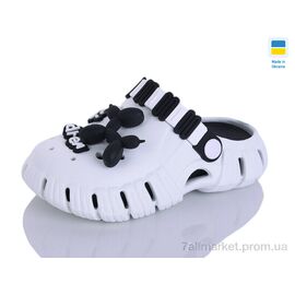 Фотография Кроксы детские летние Лето 012 біло-чорний (6 пар р.30-35) "Lot Shoes" недорого оптом от прямого поставщика