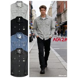 Сорочка чоловіча A042 l.grey р.M-3XL "Lina" недорого оптом від прямого постачальника