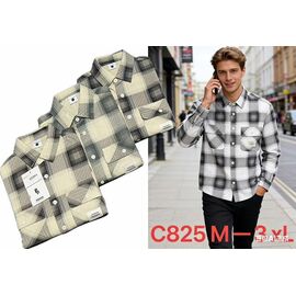 Сорочка чоловіча C825 beige-d.grey р.M-3XL "Lina" недорого оптом від прямого постачальника
