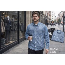Сорочка чоловіча C823 blue р.M-3XL "Lina" недорого оптом від прямого постачальника