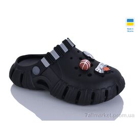 Фотография Кроксы детские летние Лето 6012 чорний-сірий (6 пар р.30-35) "DeMur" недорого оптом от прямого поставщика