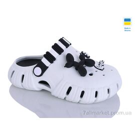 Фотография Кроксы детские летние Лето 6012 білий-чорний (6 пар р.30-35) "DeMur" недорого оптом от прямого поставщика