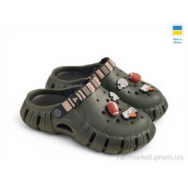 Фотография Кроксы детские летние Лето DS770 хакі-чорний (6 пар р.36-40) "Rai shoes" недорого оптом от прямого поставщика