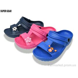 Фотография Шлепки детские летние Лето 01-6149 mix (18 пар р.30-35) "Super Gear" недорого оптом от прямого поставщика