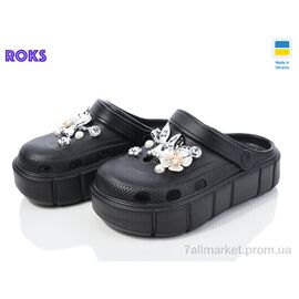 Фотография Кроксы женские летние Лето Progress 152-2-1 чорний (6 пар р.36-40) "Roks" недорого оптом от прямого поставщика