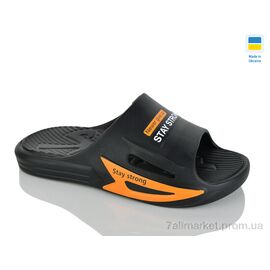 Фотография Шлепки мужские пляжные Лето М243 чорний-оранж (8 пар р.41-46) "Крок" недорого оптом от прямого поставщика