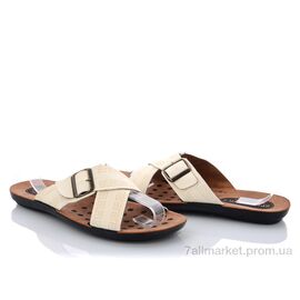 Фотография Шлепки мужские пляжные Лето 0-7180 беж (6 пар р.40-45) "Selena" недорого оптом от прямого поставщика
