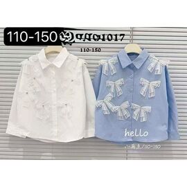 Фотография Рубашка детская на девочку 1017 white р.110-150 "Delfinka" недорого оптом от прямого поставщика