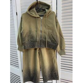 Фотография Костюм детский спортивный на девочку 25328 khaki р.110-150 "Delfinka" недорого оптом от прямого поставщика