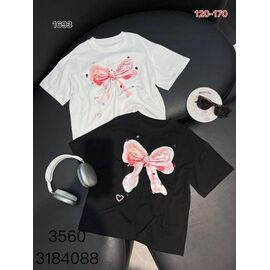 Фотография Футболка детская на девочку 3560 black р.120-170 "Delfinka" недорого оптом от прямого поставщика