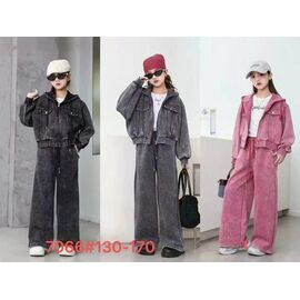 Фотография Костюм детский спортивный на девочку 7066 grey р.130-170 "Delfinka" недорого оптом от прямого поставщика