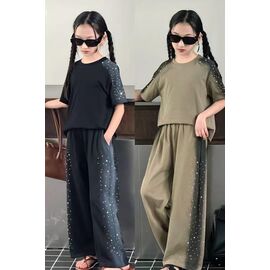 Фотография Футболка детская на девочку 882550 khaki р.120-160 "Delfinka" недорого оптом от прямого поставщика