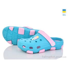 Фотография Кроксы детские летние Лето F401 бірюзово-рожевий (8 пар р.24-32) "Inblue" недорого оптом от прямого поставщика
