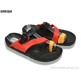 Шльопанці чоловічі пляжні Літо A01-2468 black (8 пар р.40-45) "Super Gear" недорого оптом від прямого постачальника