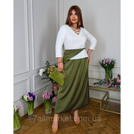 Фотография Костюм 2- ка женский комбинированный с косинкой р.46-60 "LADA" недорого оптом от прямого поставщика