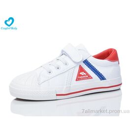 Фотография Кеды детские легкие Весна/осень 13100 білий-червоний (9 пар р.24-30) "Comfort-baby" недорого оптом от прямого поставщика