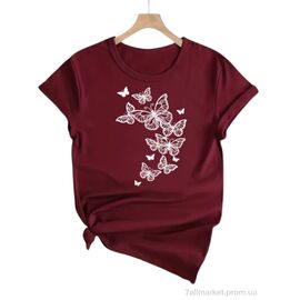 Футболка жіноча Літо 215 бордовий (5 шт. р.сіткаM-3XL) "Алия" недорого оптом від прямого постачальника