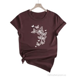 Футболка жіноча Літо 218 коричневий (5 шт. р.сіткаM-3XL) "Алия" недорого оптом від прямого постачальника