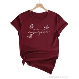 Футболка жіноча Літо 219 бордовий (5 шт. р.сіткаM-3XL) "Алия" недорого оптом від прямого постачальника
