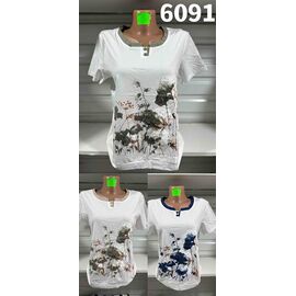 футболка жіноча 6091 white-beige р.48-58 "VERJINIA" недорого оптом від прямого постачальника