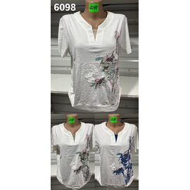 футболка жіноча 6098 white-khaki р.48-58 "VERJINIA" недорого оптом від прямого постачальника