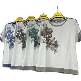 футболка жіноча 6477 white-beige р.48-58 "VERJINIA" недорого оптом від прямого постачальника