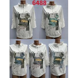 Светр жіночий 6488 white-d.khaki р.48-58 "VERJINIA" недорого оптом від прямого постачальника