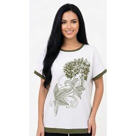 футболка жіноча 25022 white-khaki р.50-56 "PULSE" недорого оптом від прямого постачальника