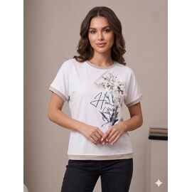 футболка жіноча 25021 white-beige р.50-56 "Elena&Vika" недорого оптом від прямого постачальника