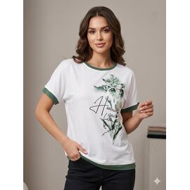 футболка жіноча 25021 white-green р.50-56 "Elena&Vika" недорого оптом від прямого постачальника