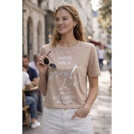 футболка жіноча 25033 beige р.46-50 "Elena&Vika" недорого оптом від прямого постачальника