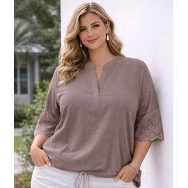 Жіноча блузка 26106 brown р.52-56 "Elena&Vika" недорого оптом від прямого постачальника