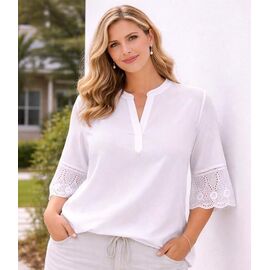 Жіноча блузка 26106 white р.52-56 "Elena&Vika" недорого оптом від прямого постачальника